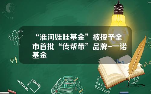 “淮河娃娃基金”被授予全市首批“传帮带”品牌-一诺基金