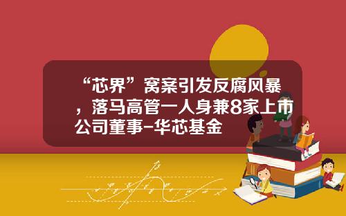 “芯界”窝案引发反腐风暴，落马高管一人身兼8家上市公司董事-华芯基金