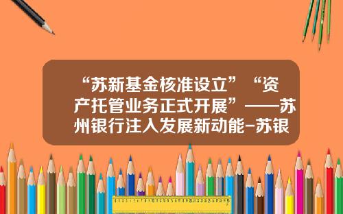 “苏新基金核准设立”“资产托管业务正式开展”——苏州银行注入发展新动能-苏银基金