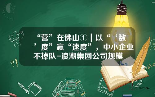 “营”在佛山①｜以“‘数’度”赢“速度”，中小企业不掉队-浪潮集团公司规模