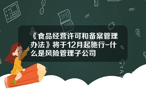 《食品经营许可和备案管理办法》将于12月起施行-什么是风险管理子公司