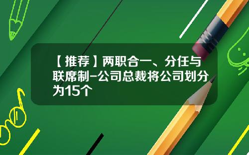 【推荐】两职合一、分任与联席制-公司总裁将公司划分为15个