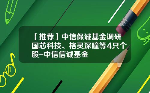 【推荐】中信保诚基金调研国芯科技、格灵深瞳等4只个股-中信信诚基金