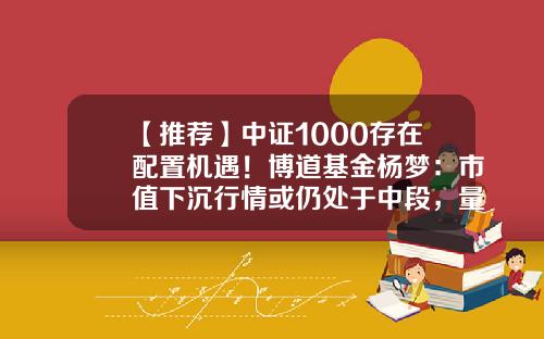 【推荐】中证1000存在配置机遇！博道基金杨梦：市值下沉行情或仍处于中段，量化选股具备宽度优势-基金最新市值