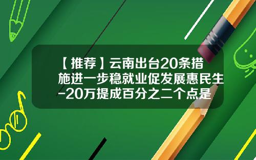【推荐】云南出台20条措施进一步稳就业促发展惠民生-20万提成百分之二个点是多少