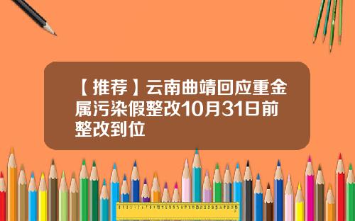 【推荐】云南曲靖回应重金属污染假整改10月31日前整改到位