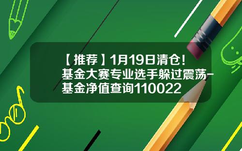 【推荐】1月19日清仓！基金大赛专业选手躲过震荡-基金净值查询110022