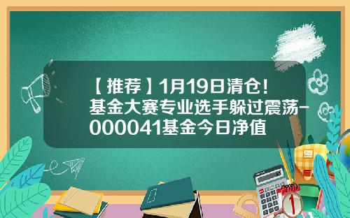 【推荐】1月19日清仓！基金大赛专业选手躲过震荡-000041基金今日净值