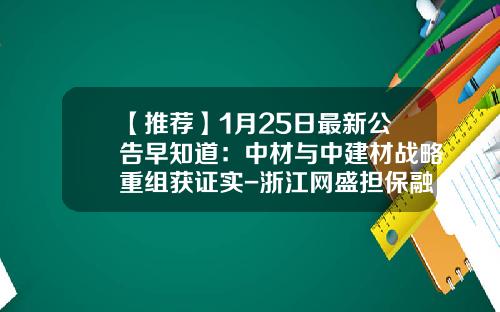 【推荐】1月25日最新公告早知道：中材与中建材战略重组获证实-浙江网盛担保融资有限公司