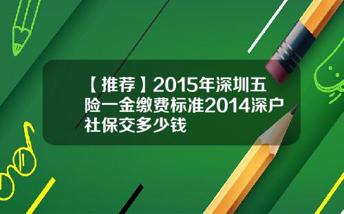 【推荐】2015年深圳五险一金缴费标准2014深户社保交多少钱