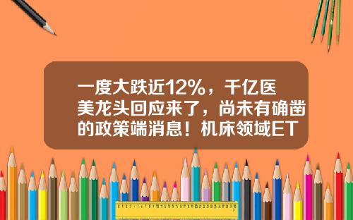 一度大跌近12%，千亿医美龙头回应来了，尚未有确凿的政策端消息！机床领域ETF首度获批，绩优标的股出炉-医美股票资讯