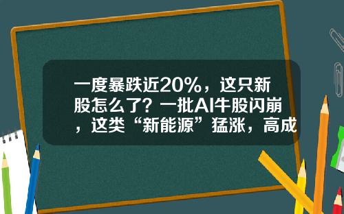 一度暴跌近20%，这只新股怎么了？一批AI牛股闪崩，这类“新能源”猛涨，高成长股揭秘-智能资讯股票