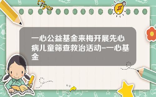 一心公益基金来梅开展先心病儿童筛查救治活动-一心基金
