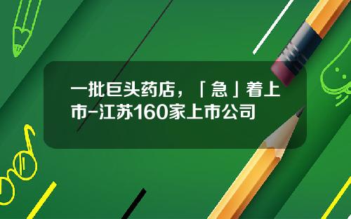 一批巨头药店，「急」着上市-江苏160家上市公司