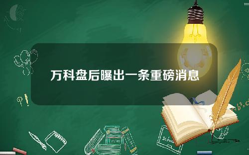 万科盘后曝出一条重磅消息
