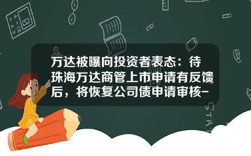 万达被曝向投资者表态：待珠海万达商管上市申请有反馈后，将恢复公司债申请审核-第三方支付公司香港上市