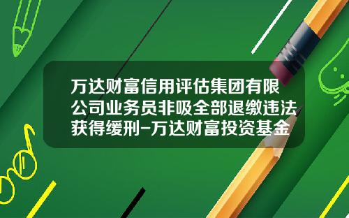 万达财富信用评估集团有限公司业务员非吸全部退缴违法获得缓刑-万达财富投资基金管理有限公司
