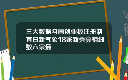 三大数据勾画创业板注册制首日新气象18家新秀亮相细数六宗最