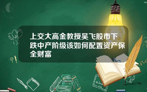 上交大高金教授吴飞股市下跌中产阶级该如何配置资产保全财富