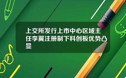 上交所发行上市中心区域主任李翼注册制下科创板优势凸显