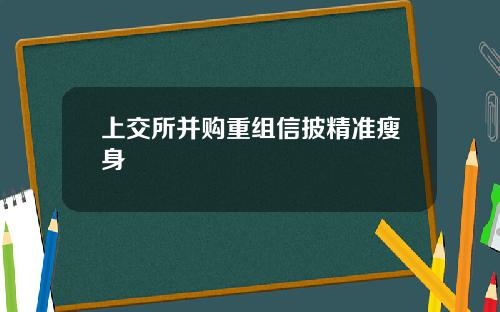 上交所并购重组信披精准瘦身