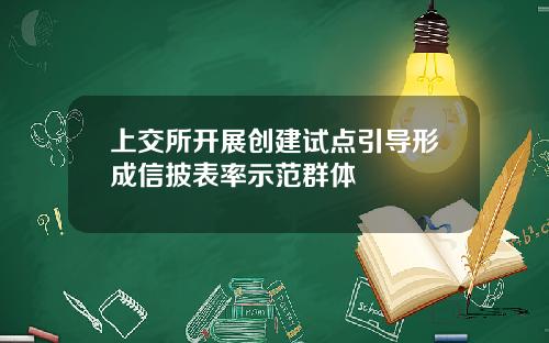 上交所开展创建试点引导形成信披表率示范群体