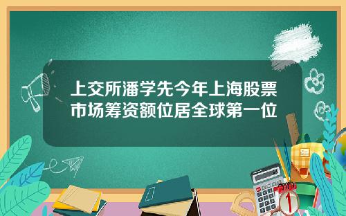 上交所潘学先今年上海股票市场筹资额位居全球第一位
