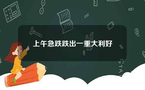 上午急跌跌出一重大利好
