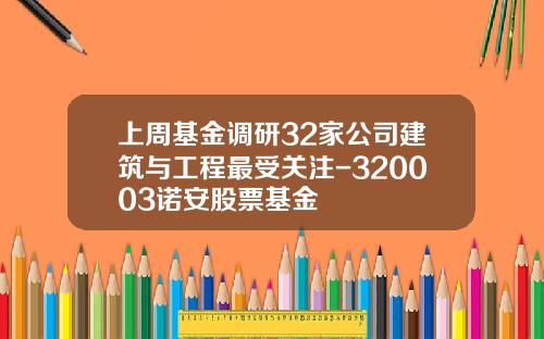 上周基金调研32家公司建筑与工程最受关注-320003诺安股票基金