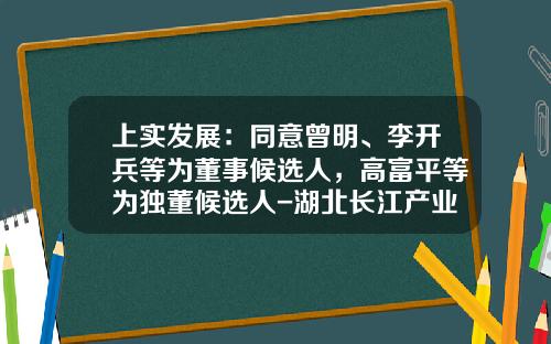 上实发展：同意曾明、李开兵等为董事候选人，高富平等为独董候选人-湖北长江产业投资集团有限公司