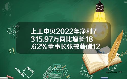 上工申贝2022年净利7315.97万同比增长18.62%董事长张敏薪酬129.71万-张敏身家有多少