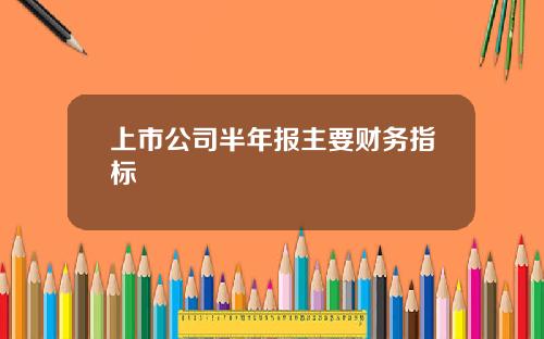 上市公司半年报主要财务指标