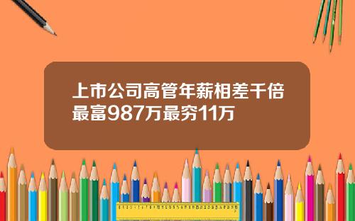上市公司高管年薪相差千倍最富987万最穷11万