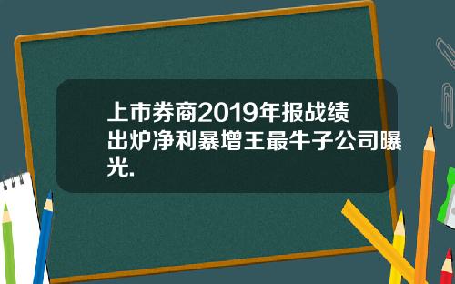 上市券商2019年报战绩出炉净利暴增王最牛子公司曝光.