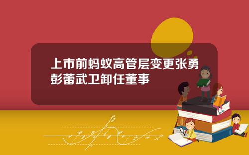 上市前蚂蚁高管层变更张勇彭蕾武卫卸任董事