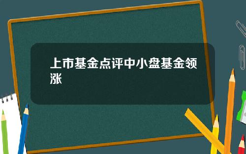 上市基金点评中小盘基金领涨
