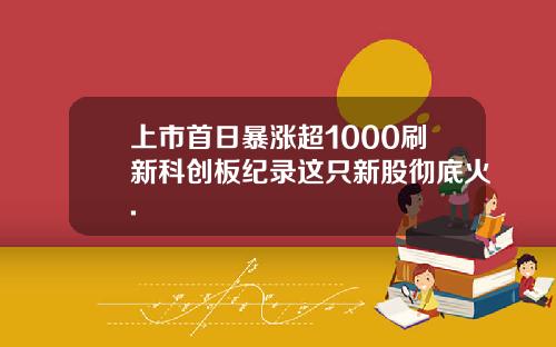 上市首日暴涨超1000刷新科创板纪录这只新股彻底火.