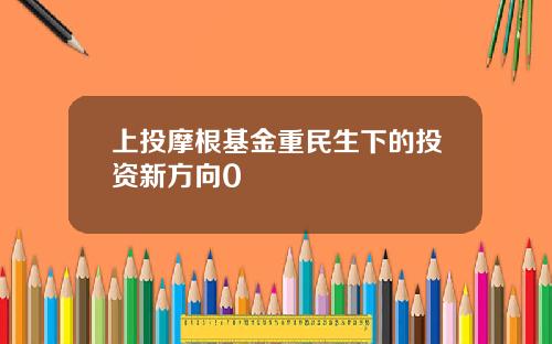 上投摩根基金重民生下的投资新方向0