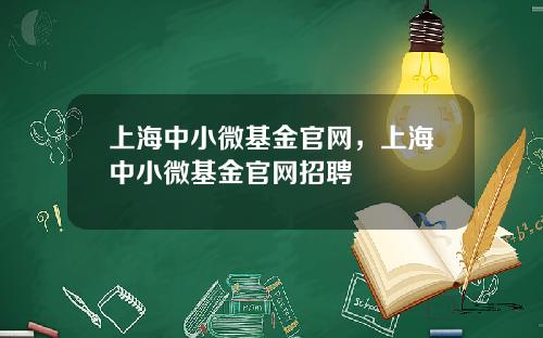 上海中小微基金官网，上海中小微基金官网招聘