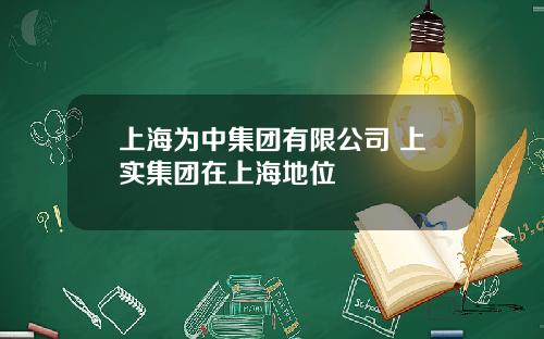 上海为中集团有限公司 上实集团在上海地位