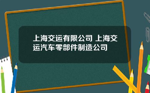 上海交运有限公司 上海交运汽车零部件制造公司