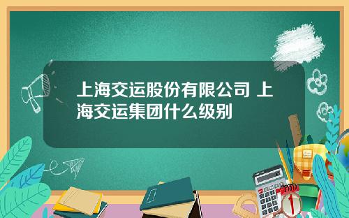 上海交运股份有限公司 上海交运集团什么级别