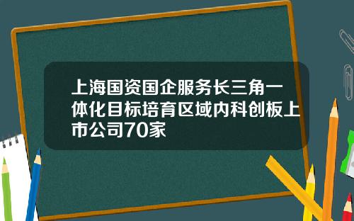上海国资国企服务长三角一体化目标培育区域内科创板上市公司70家