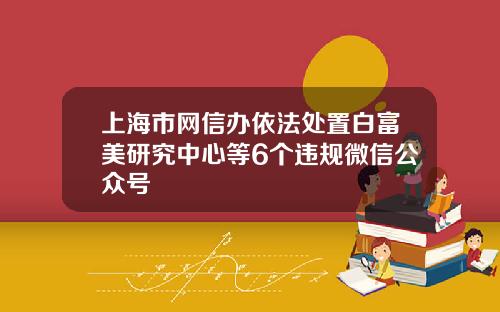 上海市网信办依法处置白富美研究中心等6个违规微信公众号