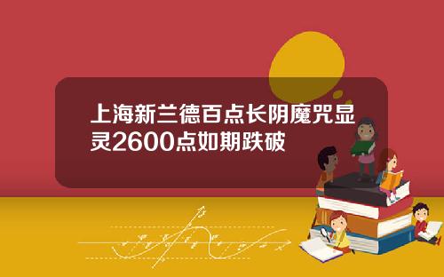 上海新兰德百点长阴魔咒显灵2600点如期跌破