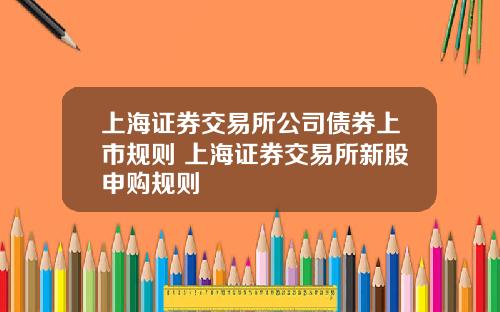 上海证券交易所公司债券上市规则 上海证券交易所新股申购规则