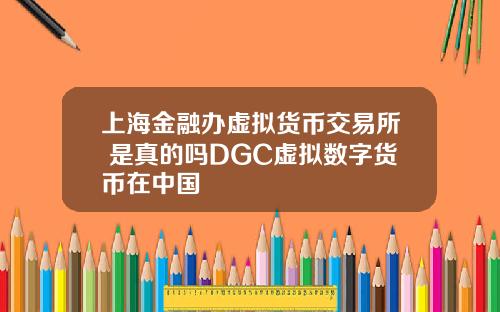 上海金融办虚拟货币交易所 是真的吗DGC虚拟数字货币在中国