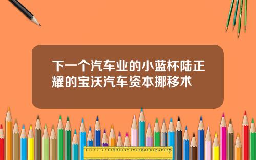 下一个汽车业的小蓝杯陆正耀的宝沃汽车资本挪移术