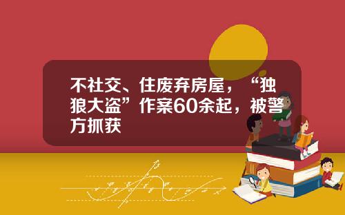 不社交、住废弃房屋，“独狼大盗”作案60余起，被警方抓获