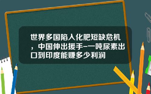 世界多国陷入化肥短缺危机，中国伸出援手-一吨尿素出口到印度能赚多少利润